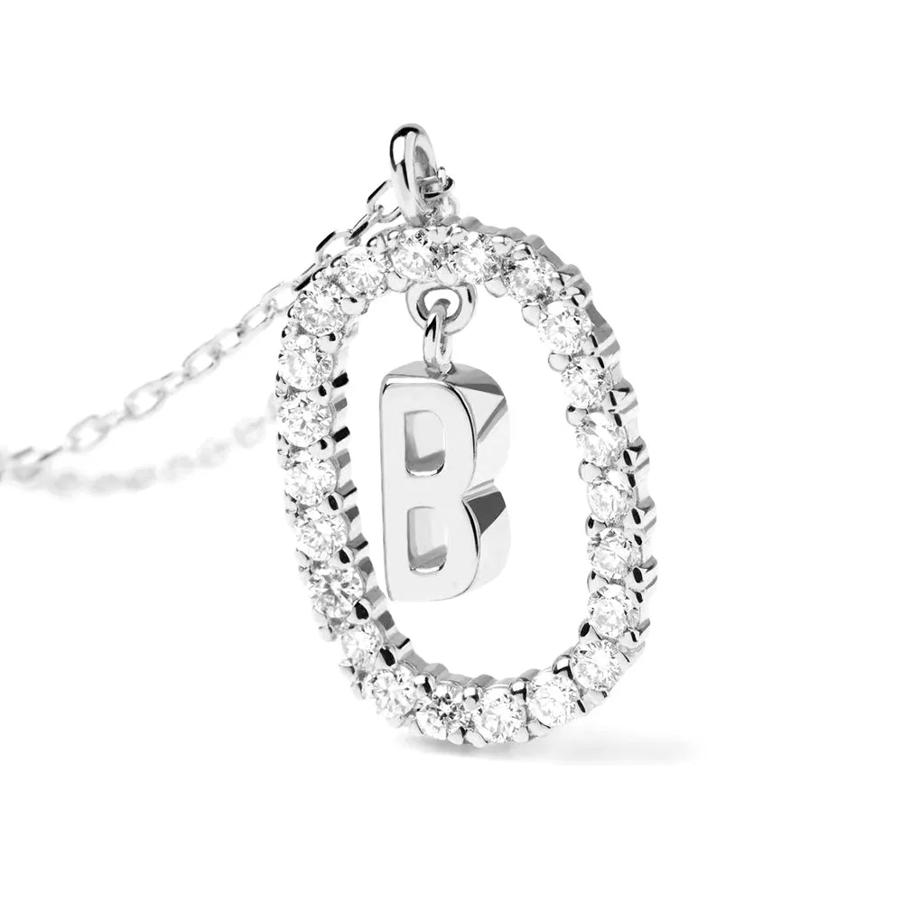 Moissanite Letter B Dangle Pendant Necklace