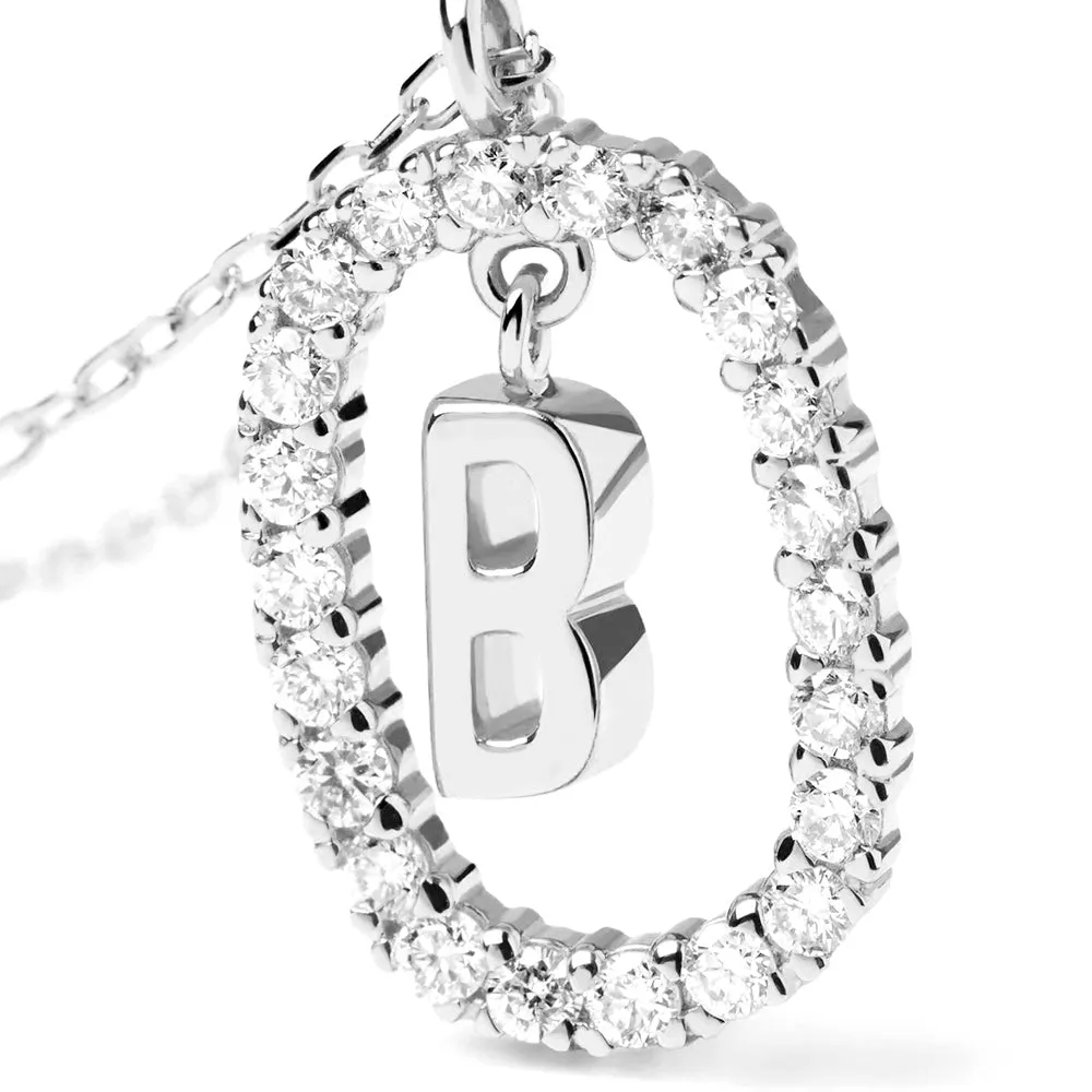 Moissanite Letter B Dangle Pendant Necklace