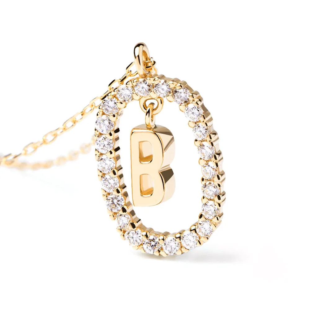 Moissanite Letter B Dangle Pendant Necklace