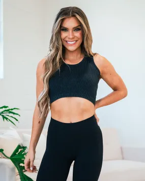 Mono B Ribbed Crop Tank - Black