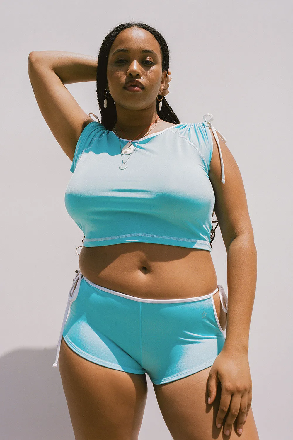 Myles Shine Crop Top - Aquamarine