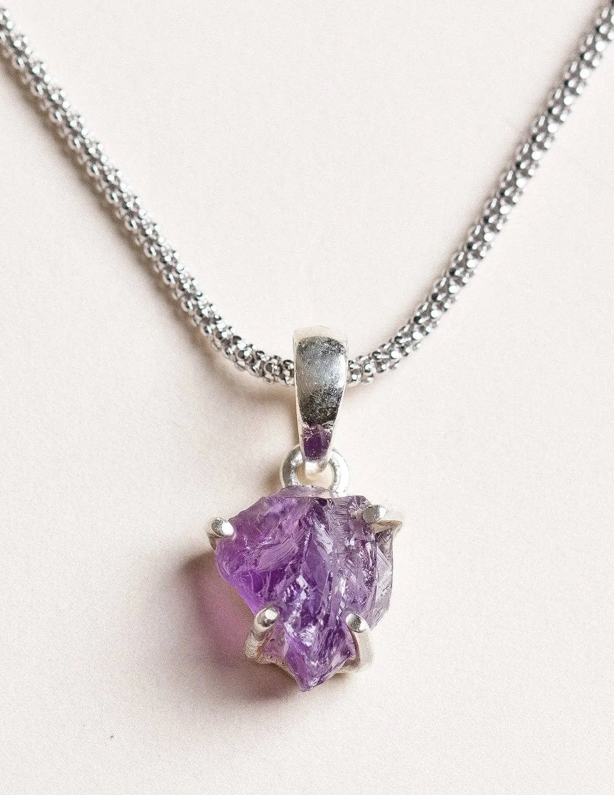 Natural Amethyst Pendant Necklace