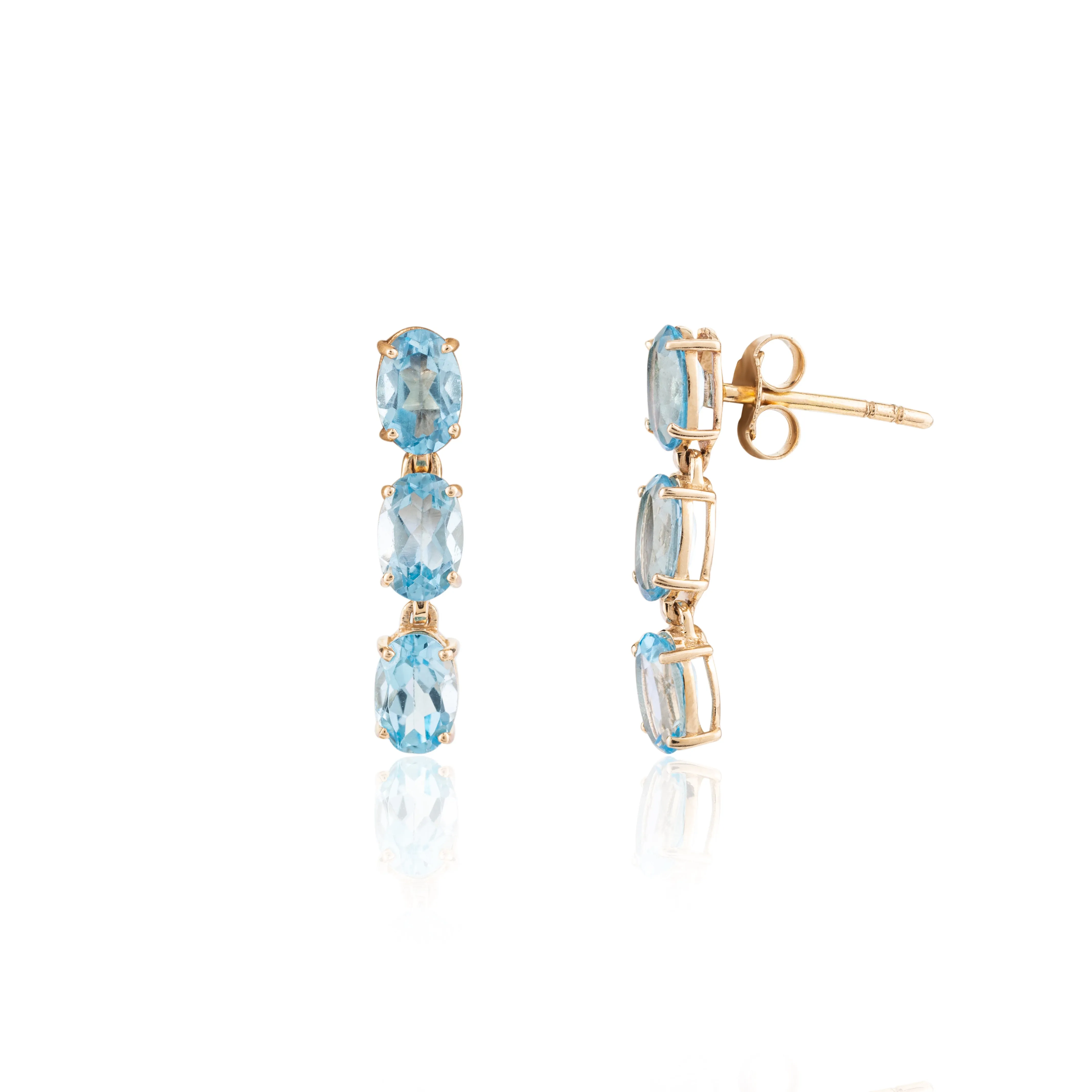 Natural Blue Topaz Gemstone Necklace and Earrings Set