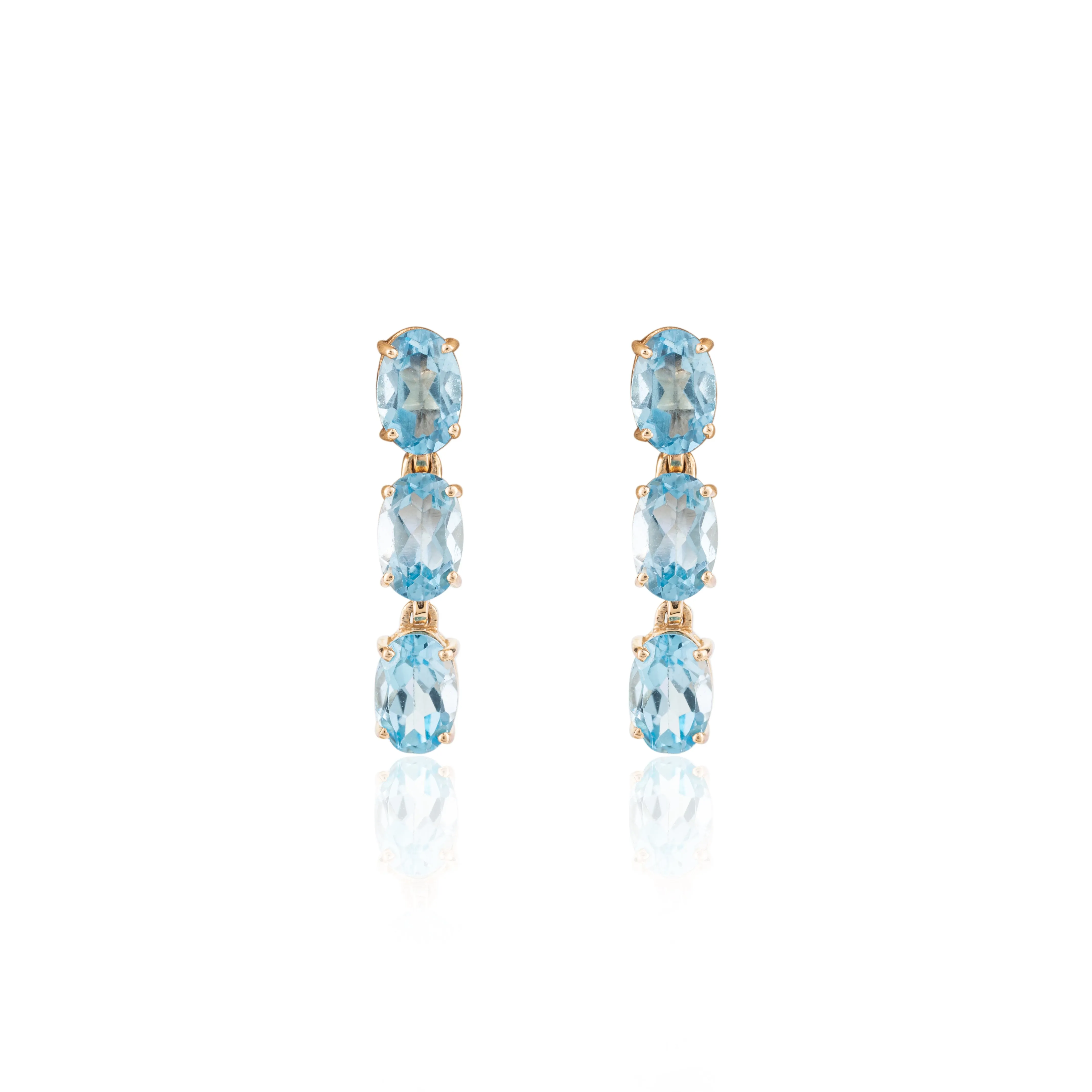 Natural Blue Topaz Gemstone Necklace and Earrings Set