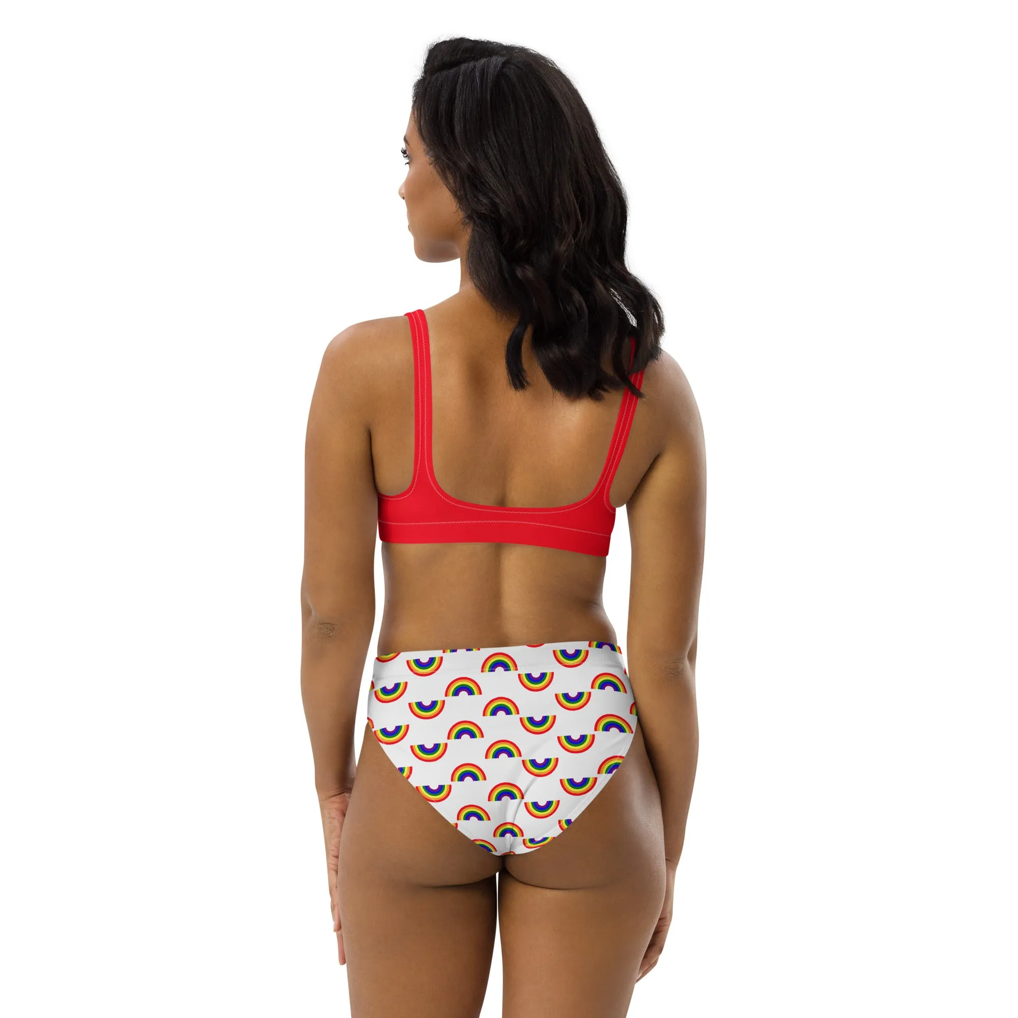 Nautical Rainbow Recycled high-waisted bikini