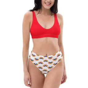 Nautical Rainbow Recycled high-waisted bikini