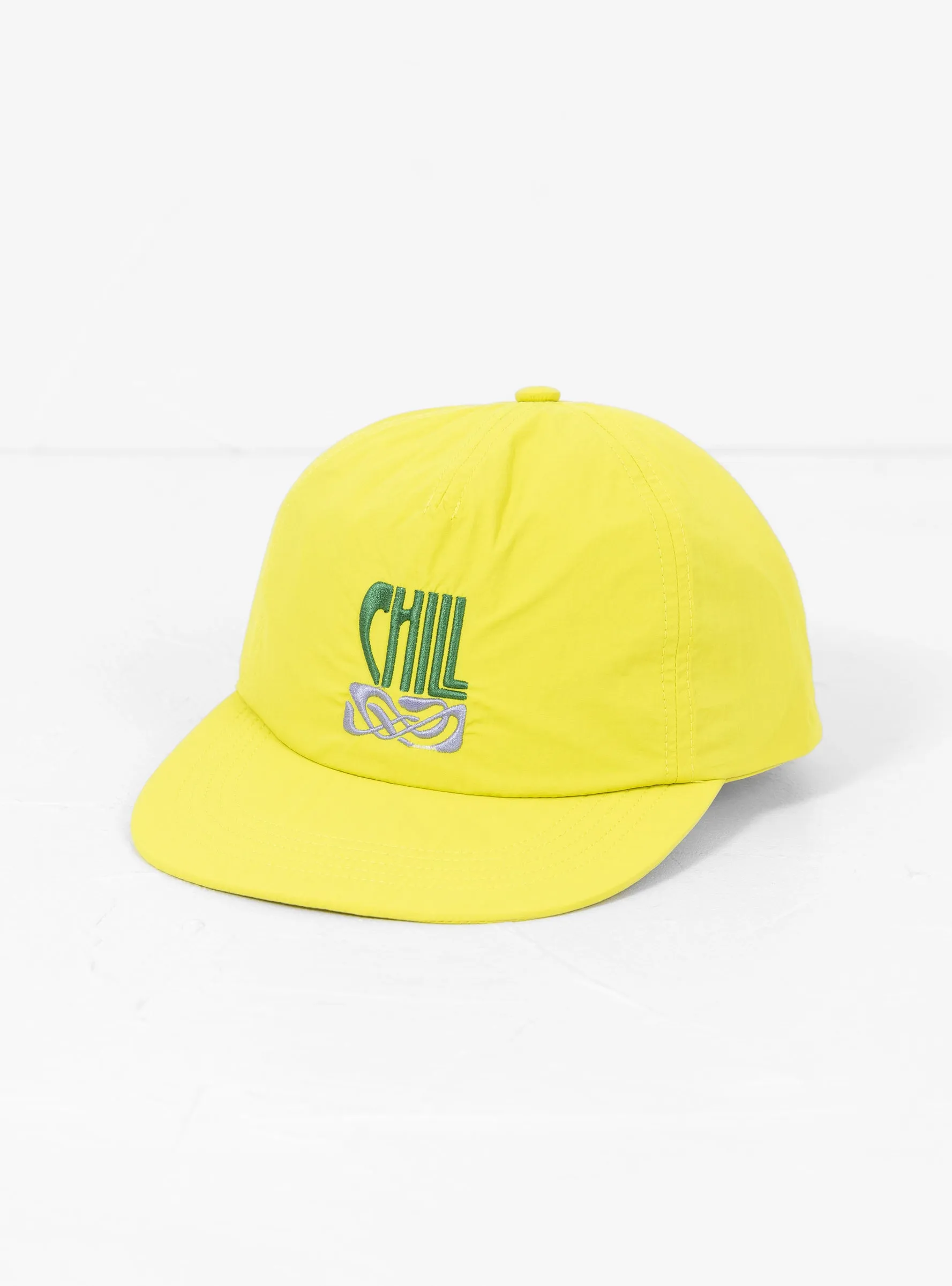 Nylon Embroidered 5 Panel Cap Lime Yellow