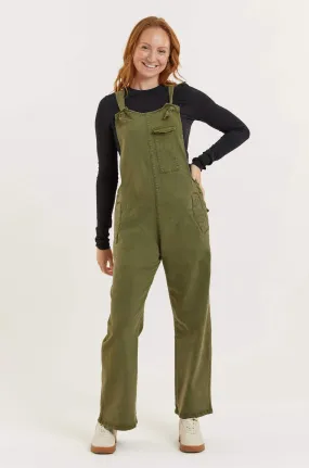 Olive Recycled Wood Denim Mary-Lou Pocket Dungaree