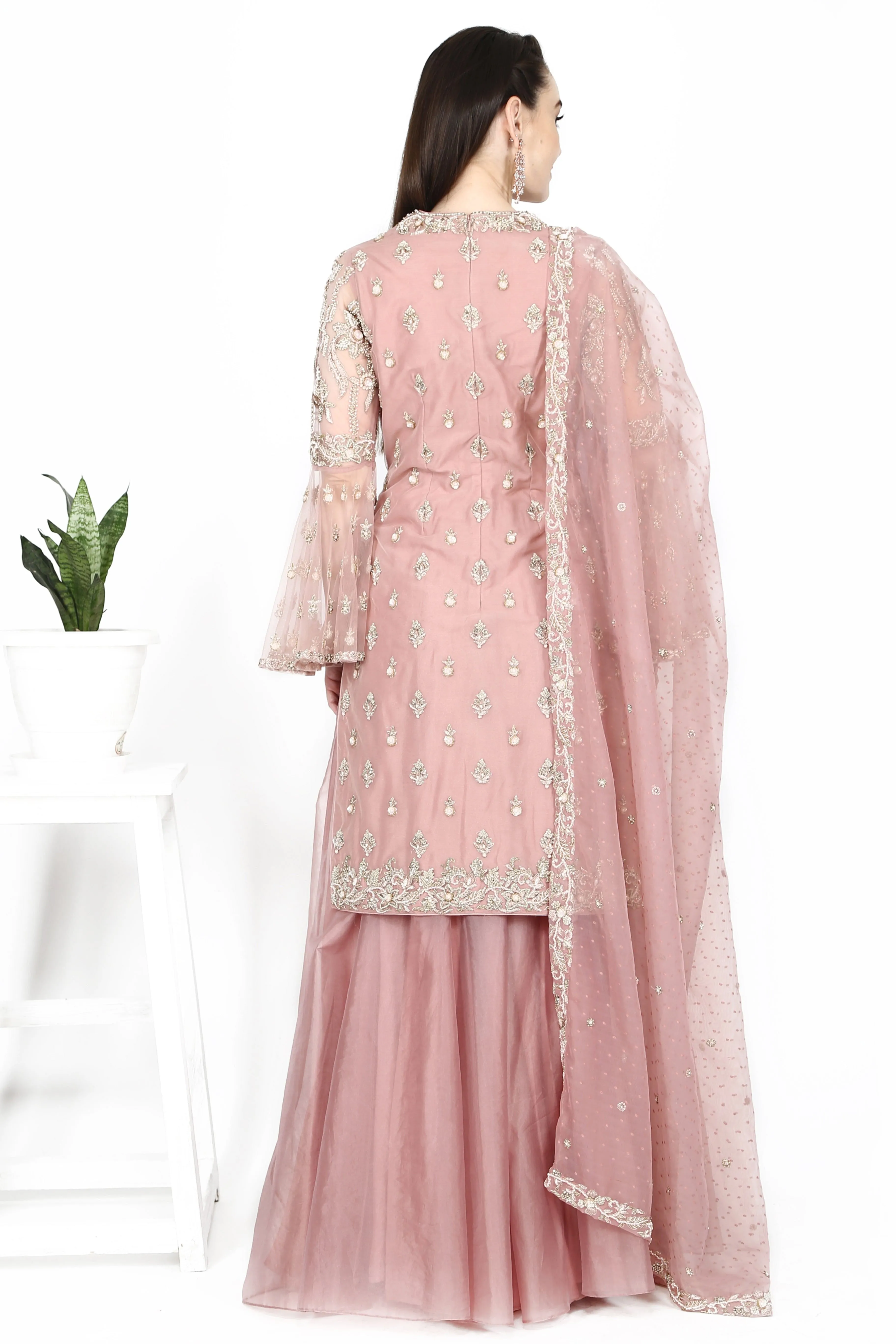 Pale pink sharara set.