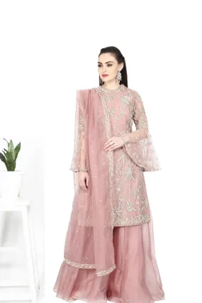 Pale pink sharara set.