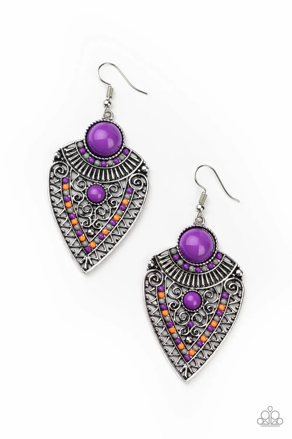 Paparazzi Earring ~ Tribal Territory - Purple