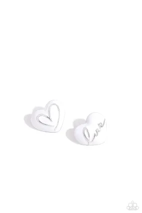 Paparazzi Glimmering Love White Post Earrings