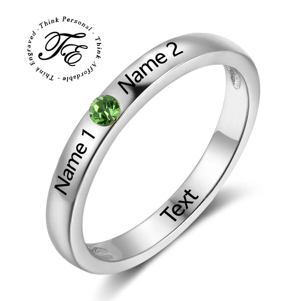 Personalized 1 Birthstone 2 Name Mother's Ring Love United Mothers