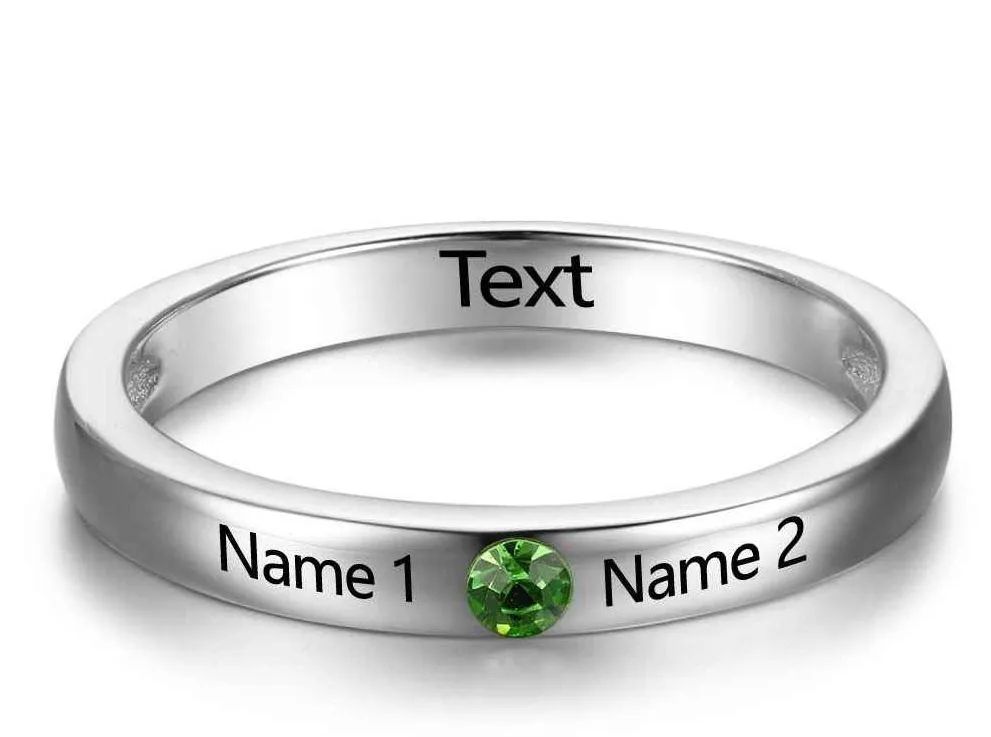 Personalized 1 Birthstone 2 Name Mother's Ring Love United Mothers