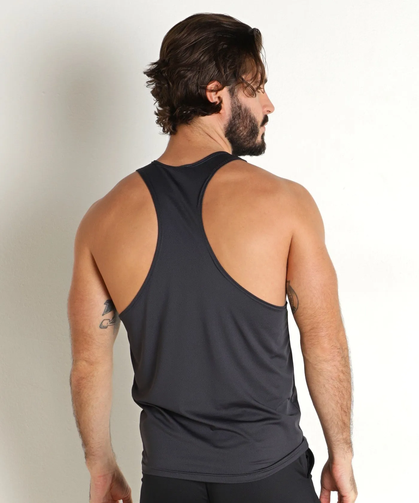 Pique Mesh Performance Workout Tank Top (Charcoal)