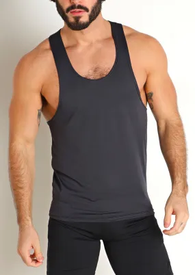 Pique Mesh Performance Workout Tank Top (Charcoal)