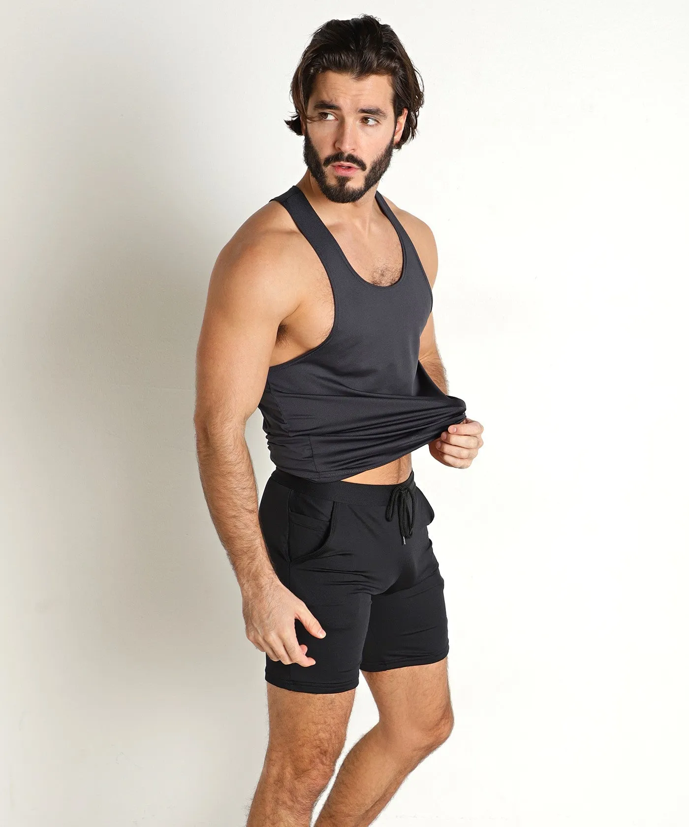 Pique Mesh Performance Workout Tank Top (Charcoal)