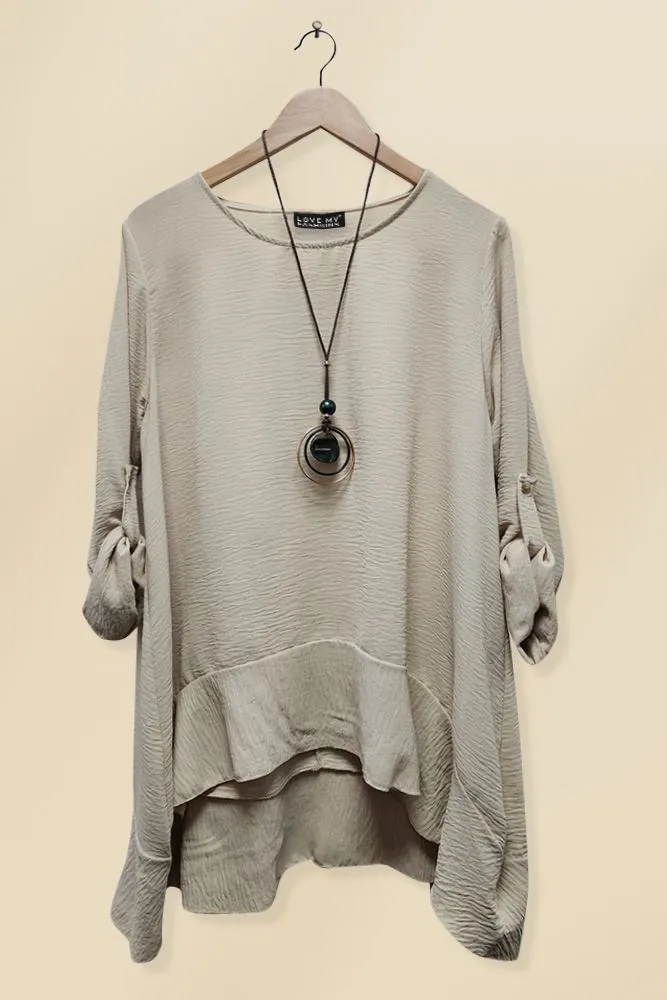 Plain Plus Size Necklace Tunic Top