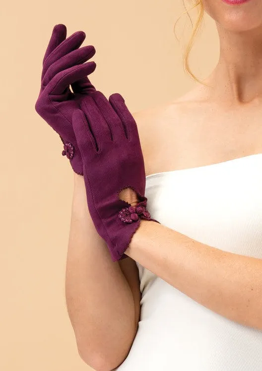 Powder - Suki Faux Suede Gloves - Damson