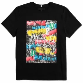 Purple Brand Graffiti Puff Black Beauty Graphic Clean Jersey Tee (Black)