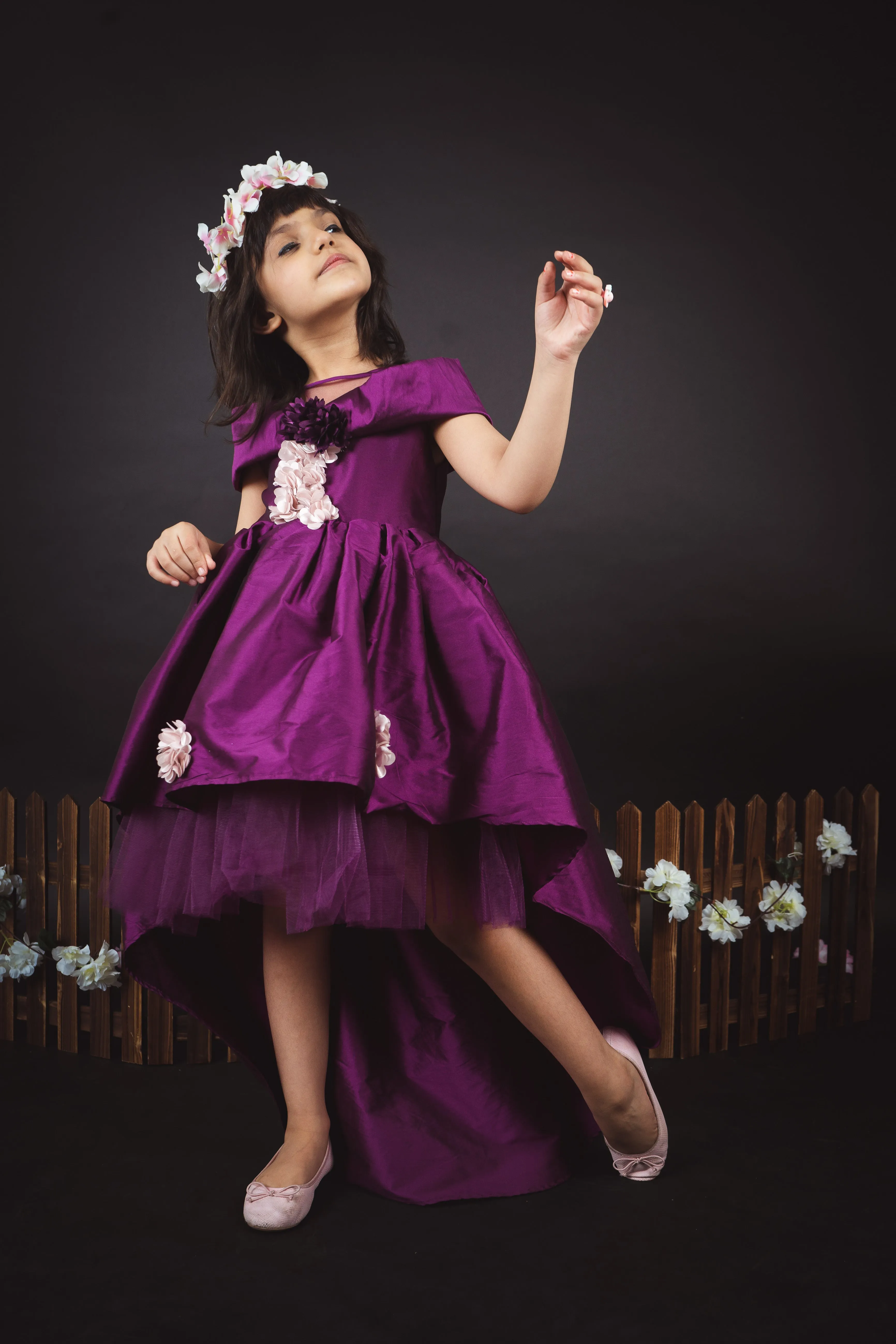 Purple Garden Hi Low Dress