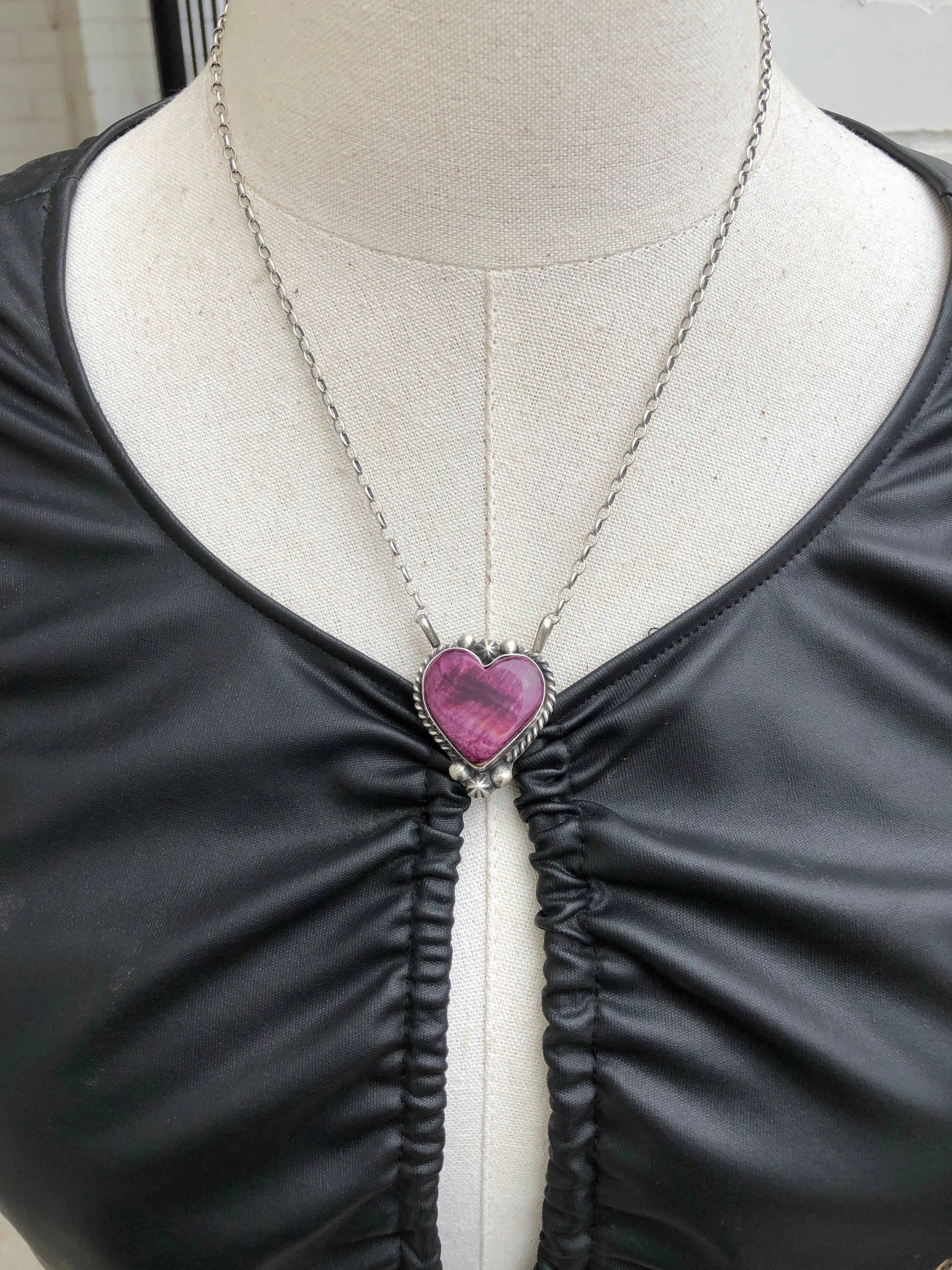 Purple Spiny Heart Necklace #21