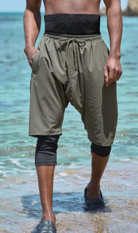 QL Halal Swim Shorts in Khaki and Black