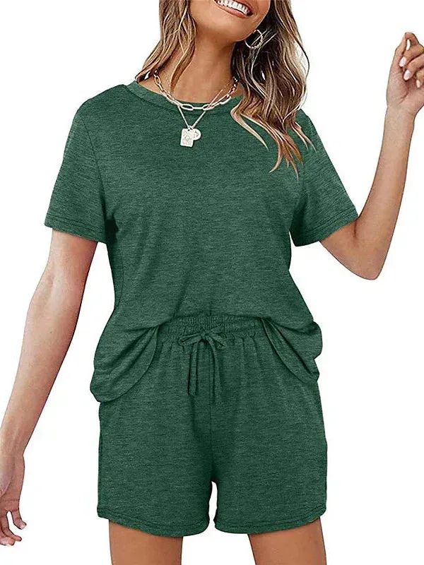 Relax in Style with the Green and Blue 2-Piece Loungewear Set for Women