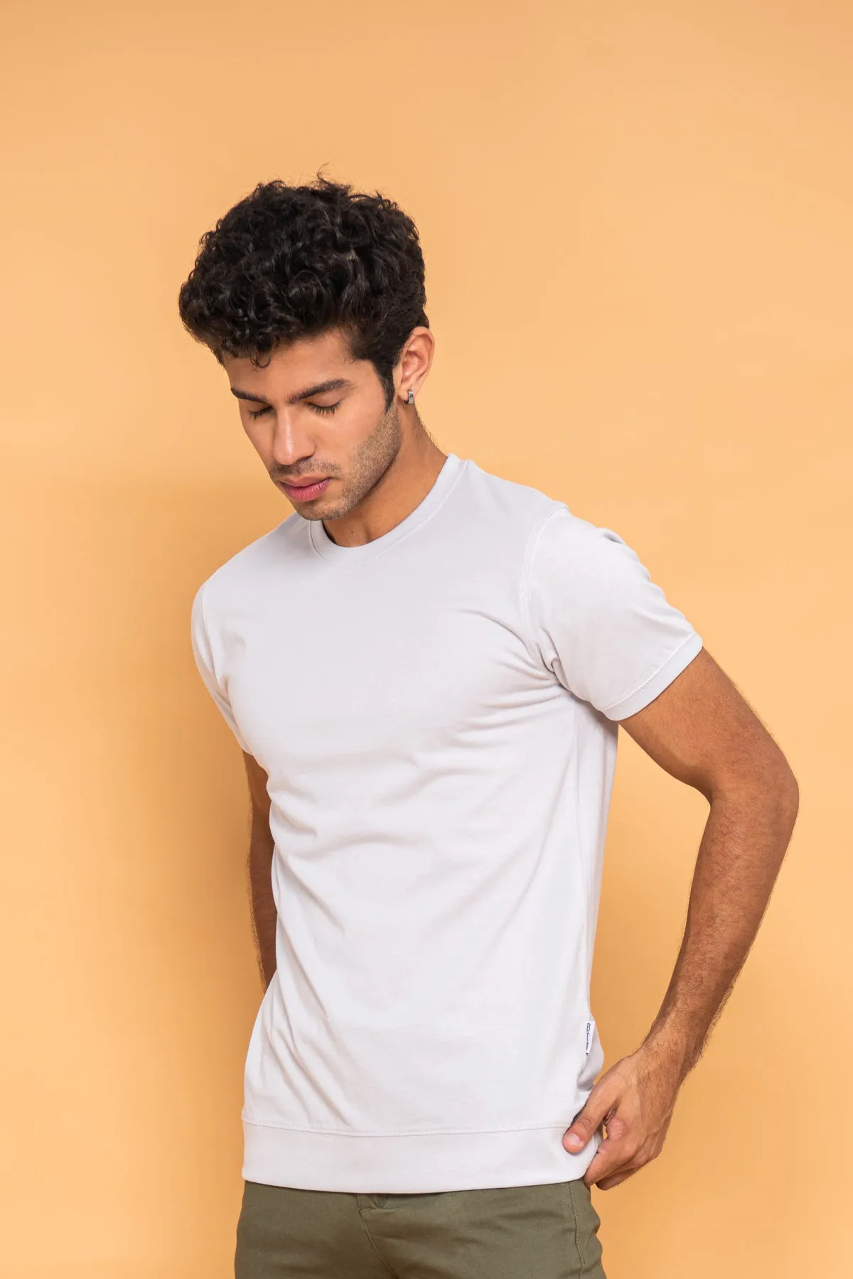 RELAXED FIT T-SHIRT WITH RIBBED HEM