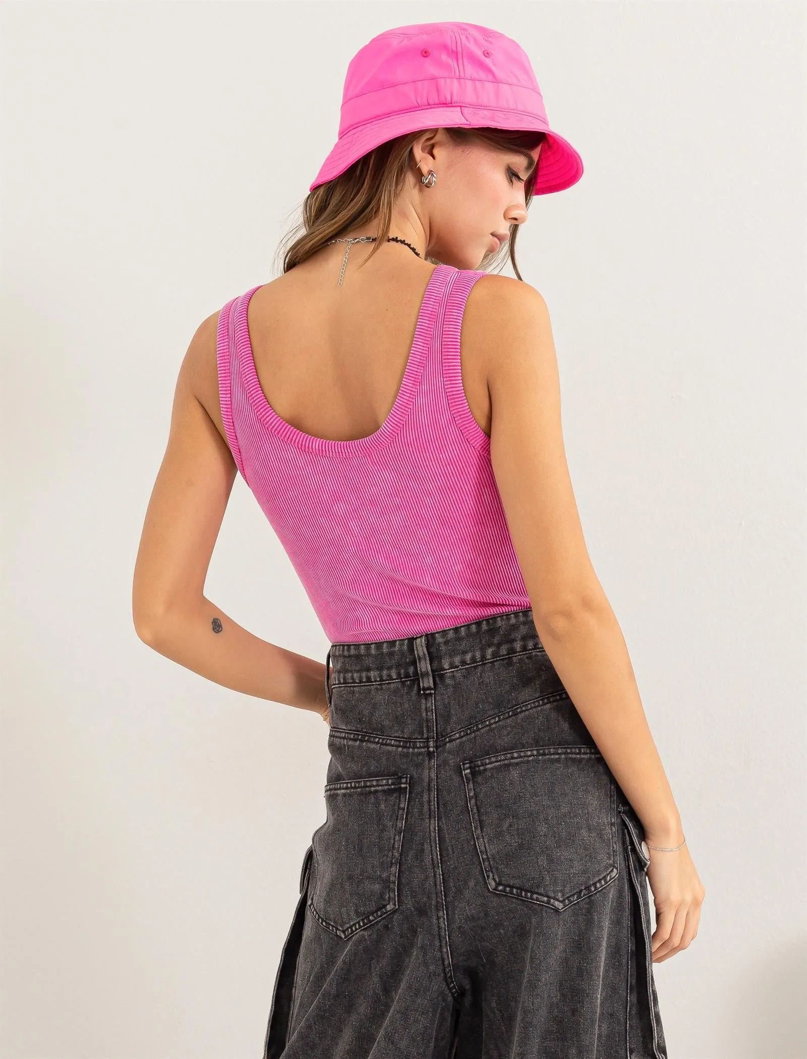 Ribbed Seamless Tank - Pink