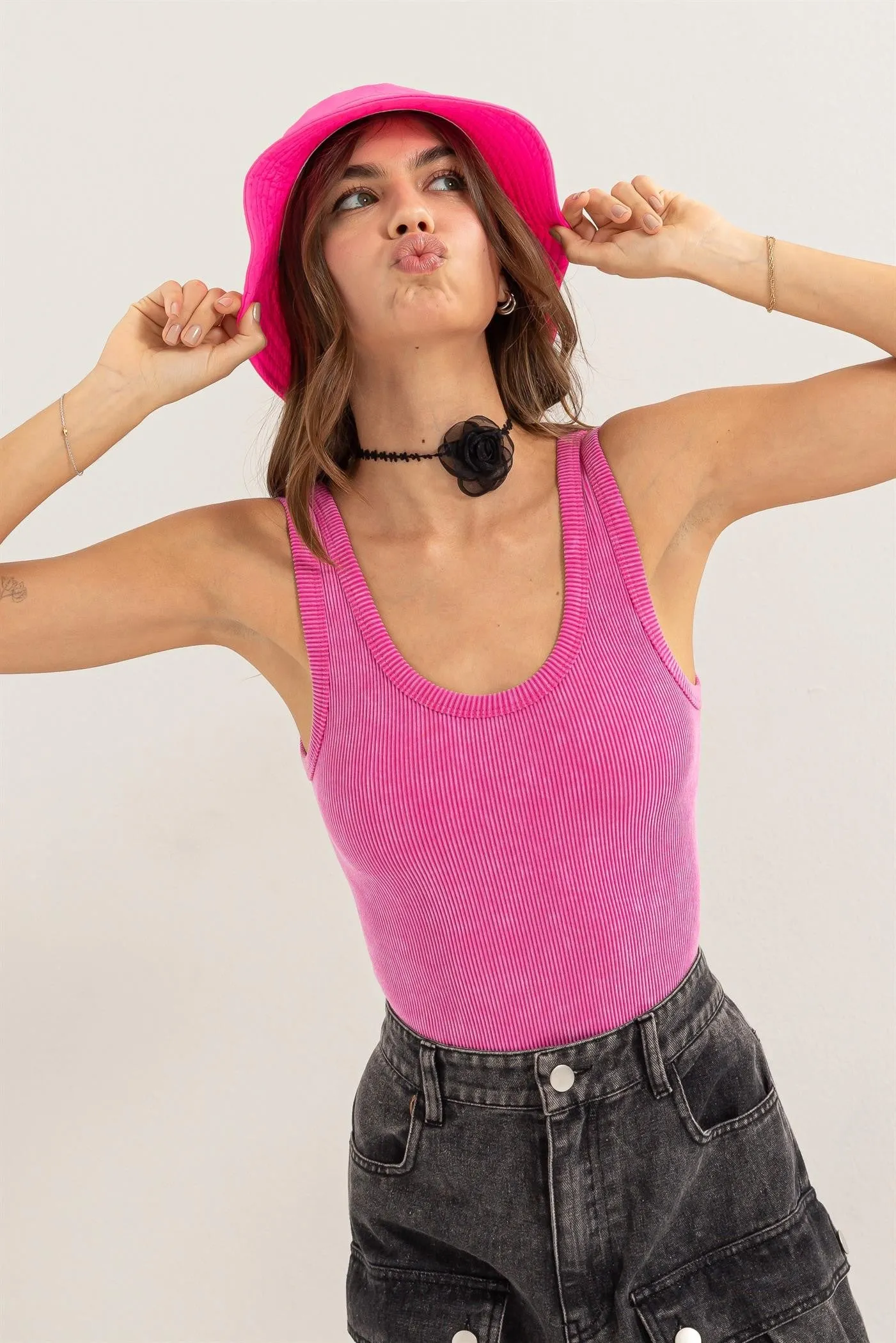 Ribbed Seamless Tank - Pink