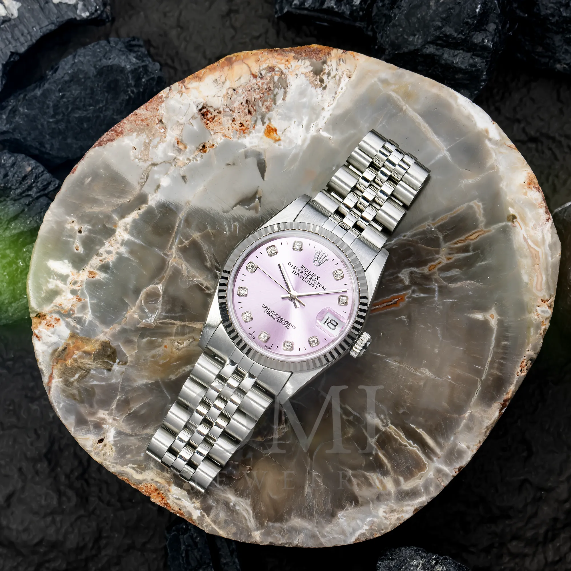 ROLEX DATEJUST 68274 31MM PURPLE DIAMOND DIAL WITH STAINLESS STEEL JUBILEE BRACELET