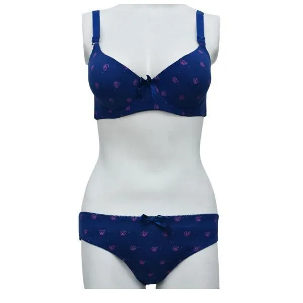 Roses Print Demi Bra Panty Set