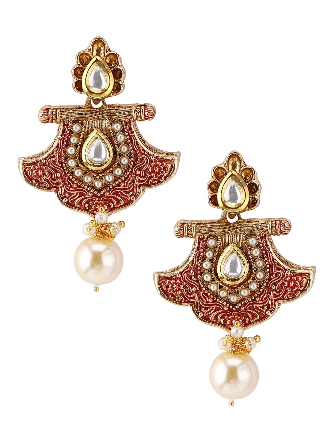 Rubans Pearl Kundan Studded Necklace Set