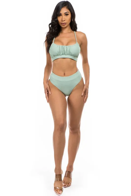 Ruched Top High Waisted Bikini