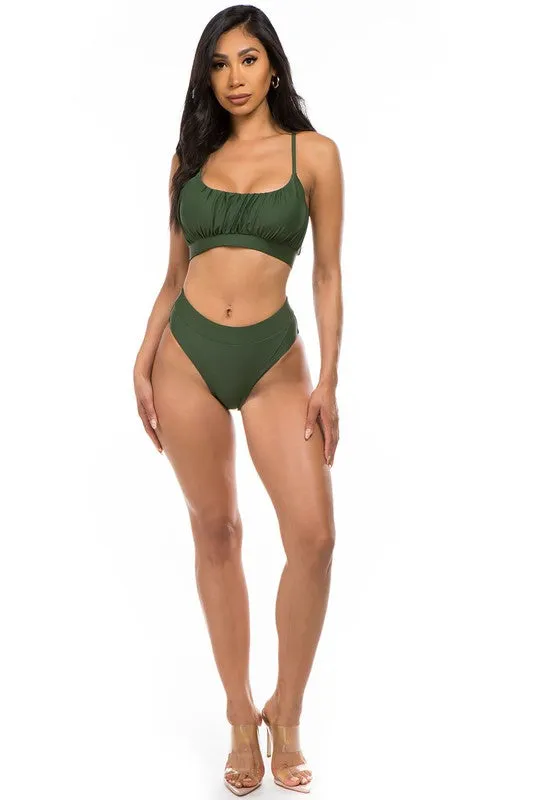 Ruched Top High Waisted Bikini