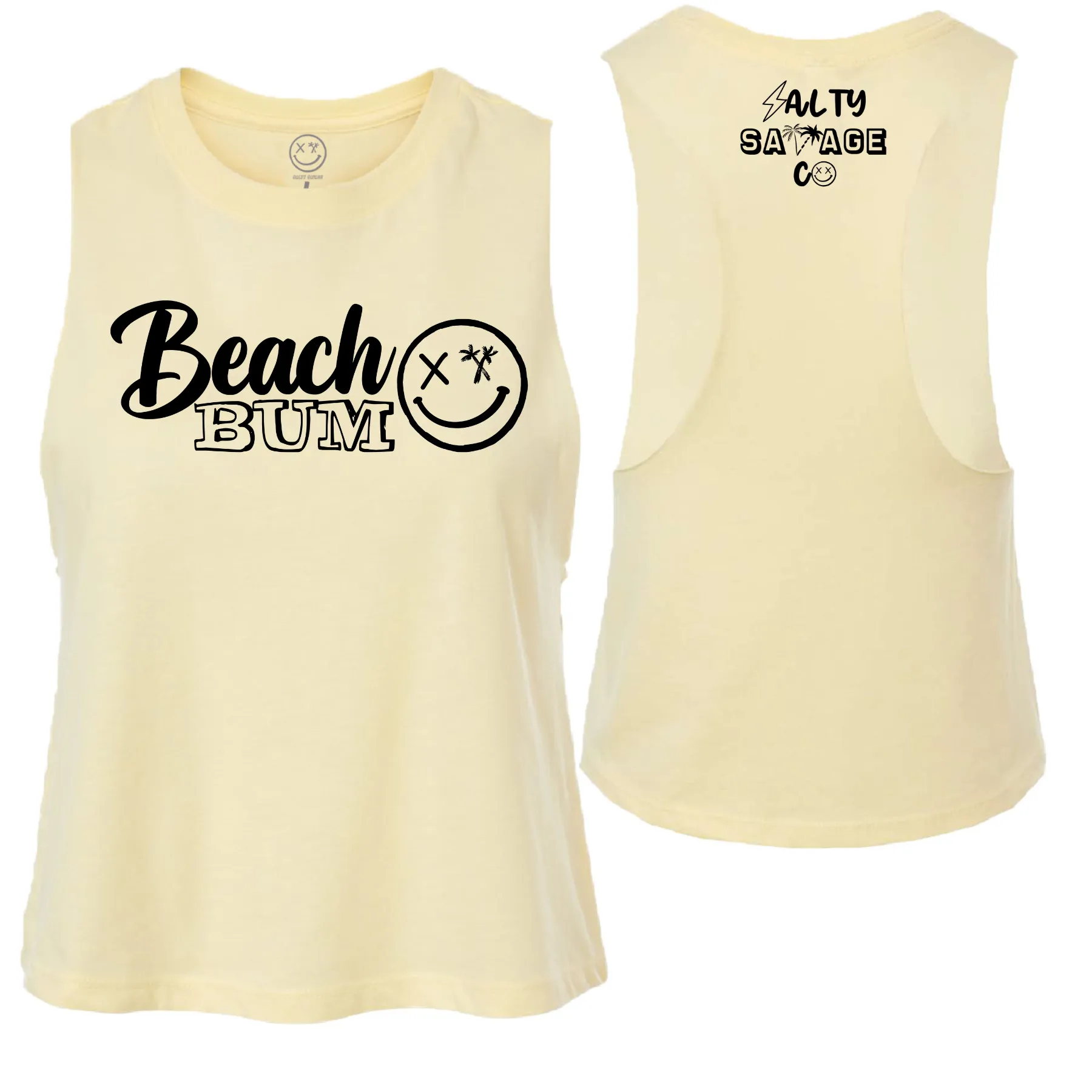 Salty Savage Ladies "BEACH BUM" Flowy Racerback Crop Tank