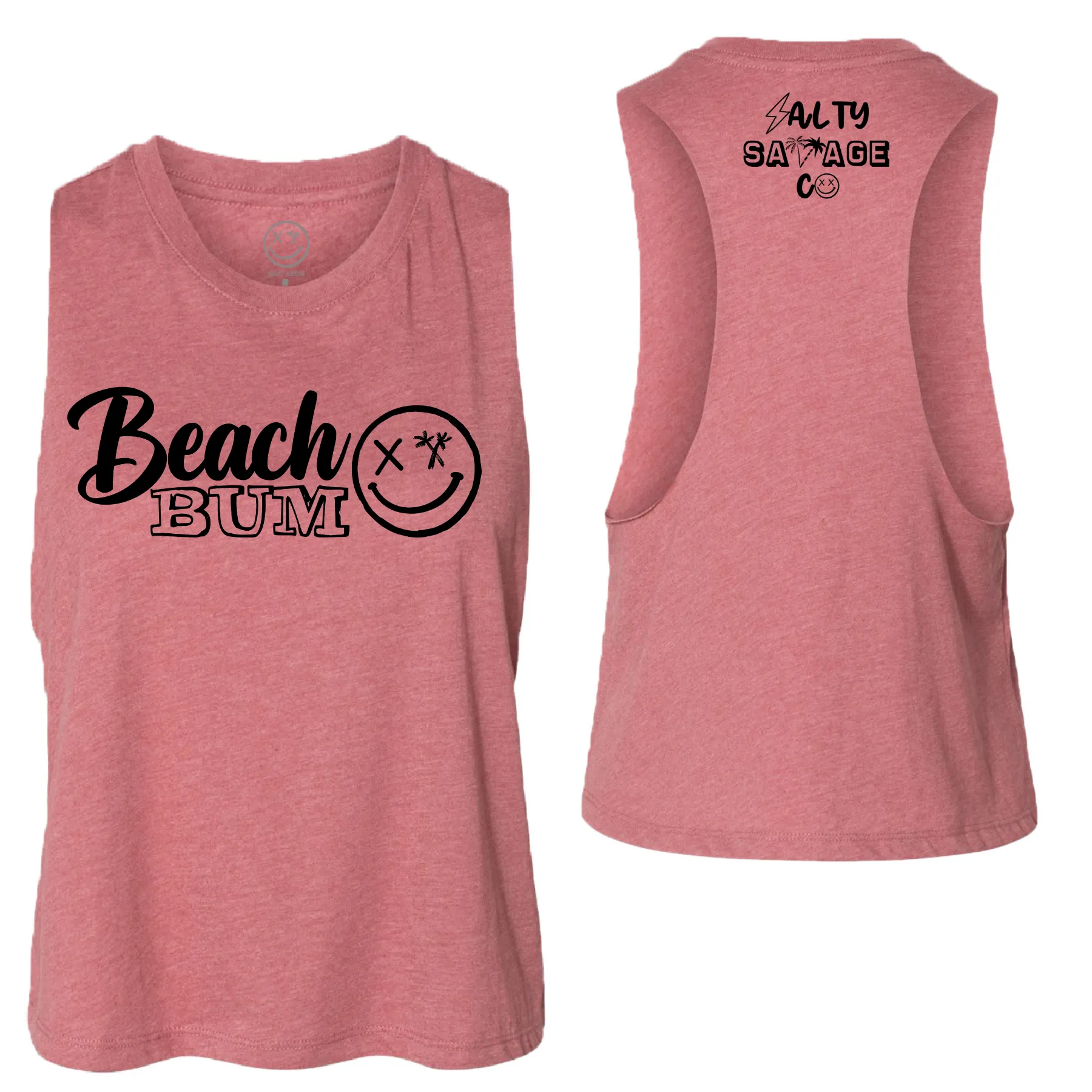 Salty Savage Ladies "BEACH BUM" Flowy Racerback Crop Tank