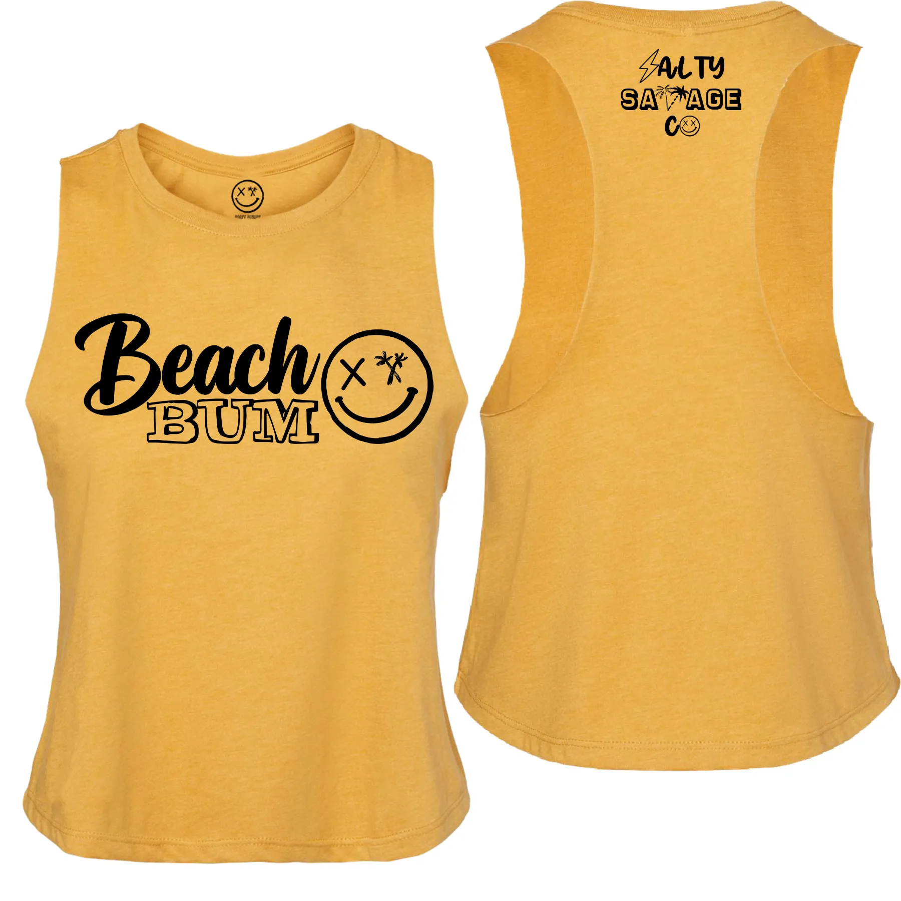 Salty Savage Ladies "BEACH BUM" Flowy Racerback Crop Tank