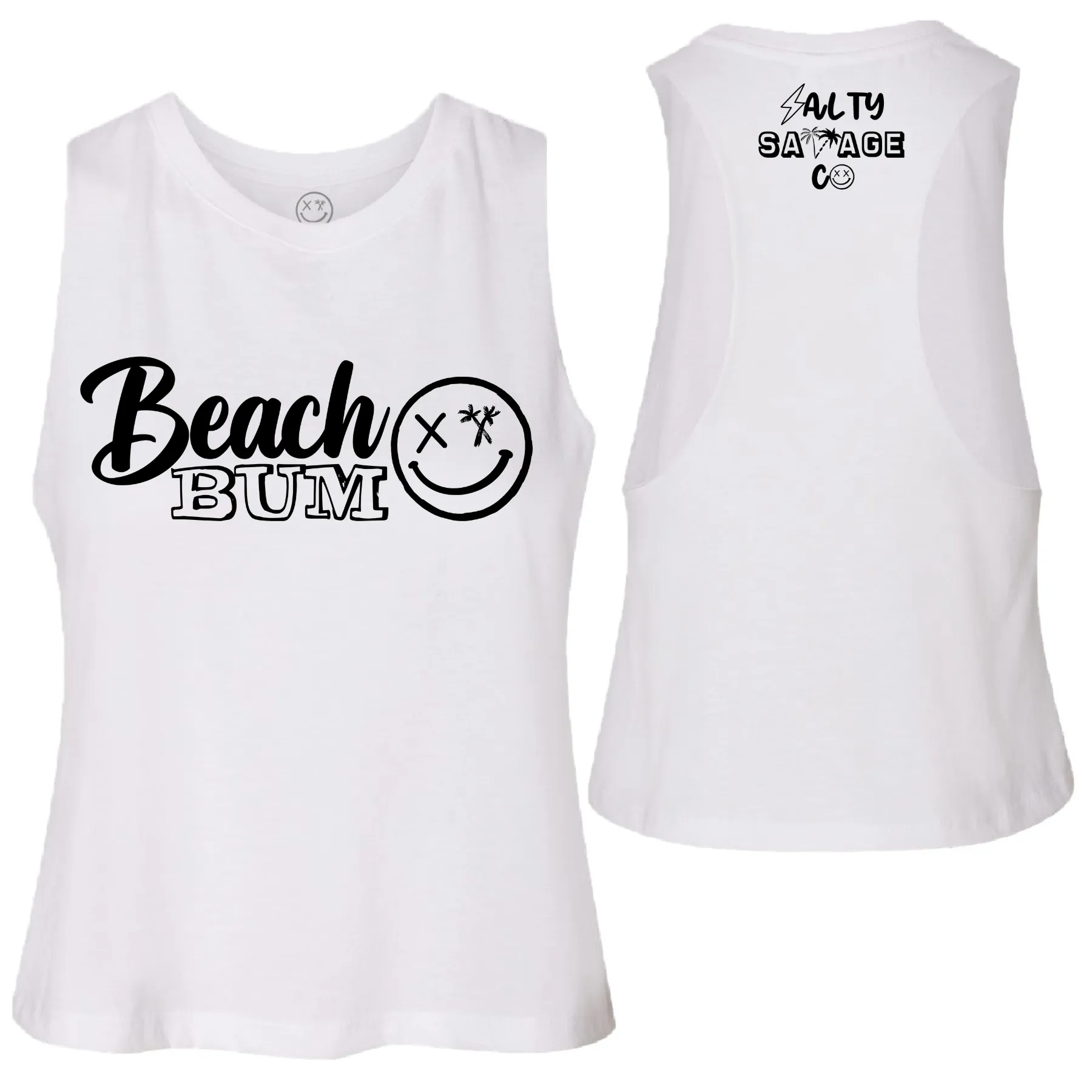 Salty Savage Ladies "BEACH BUM" Flowy Racerback Crop Tank