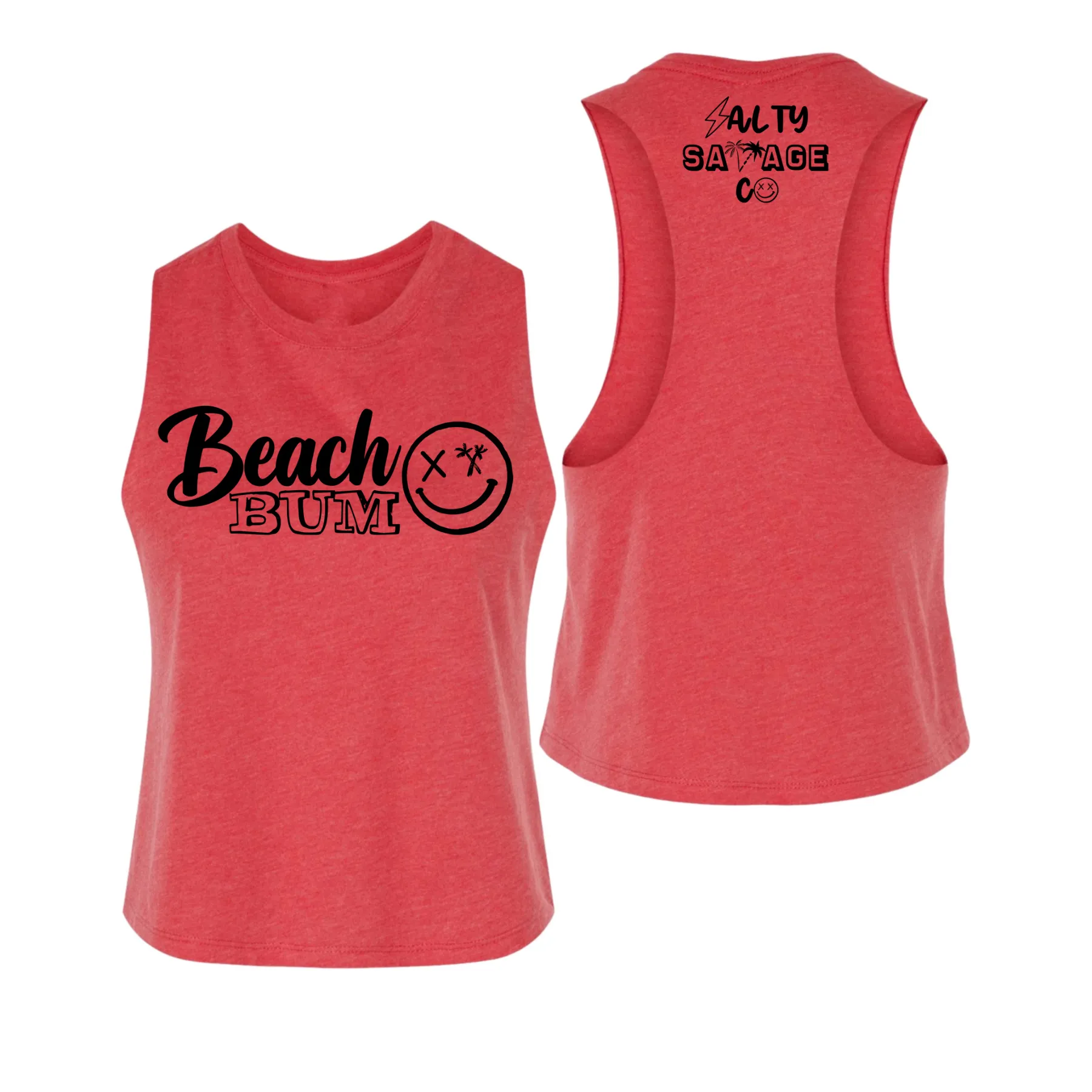 Salty Savage Ladies "BEACH BUM" Flowy Racerback Crop Tank