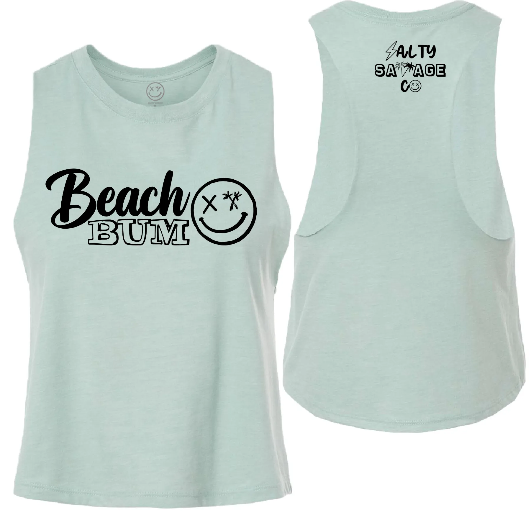 Salty Savage Ladies "BEACH BUM" Flowy Racerback Crop Tank