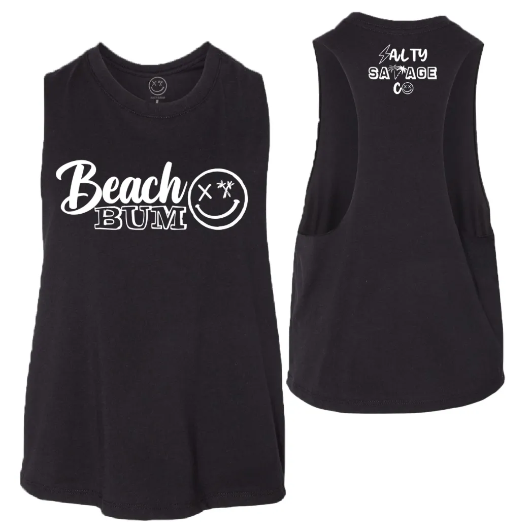 Salty Savage Ladies "BEACH BUM" Flowy Racerback Crop Tank