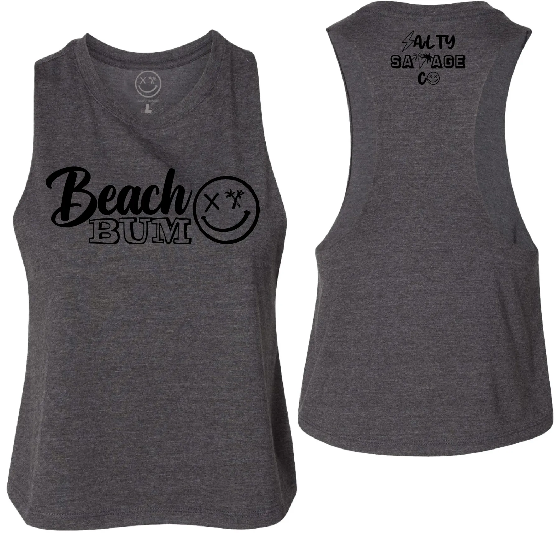 Salty Savage Ladies "BEACH BUM" Flowy Racerback Crop Tank