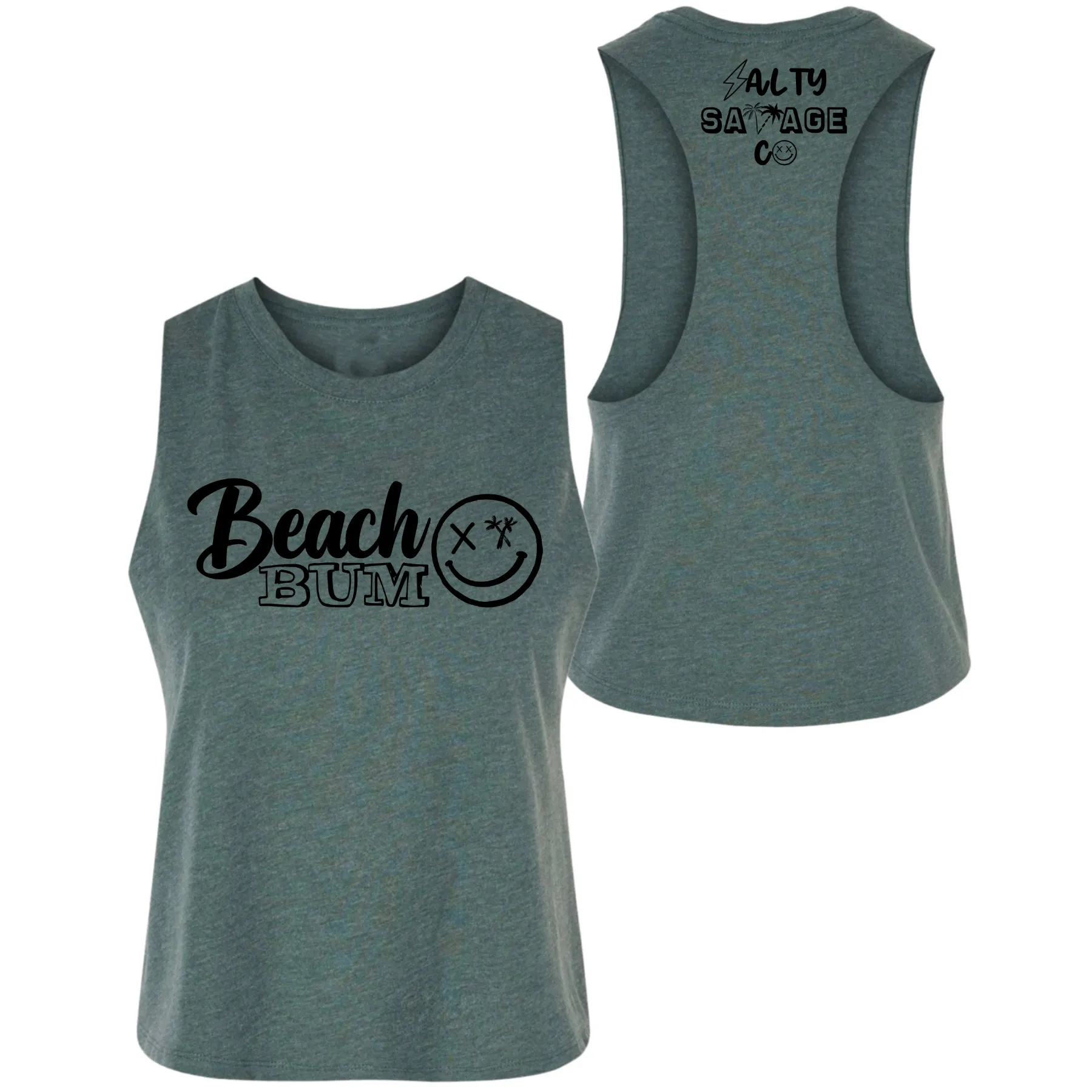 Salty Savage Ladies "BEACH BUM" Flowy Racerback Crop Tank