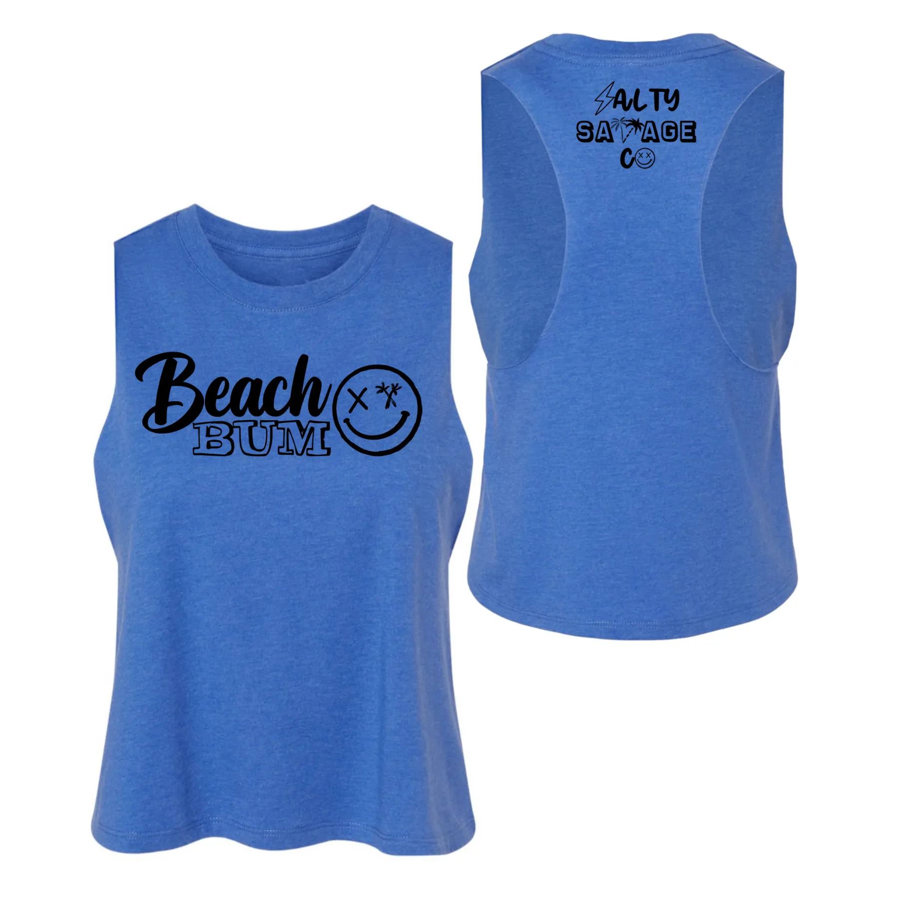 Salty Savage Ladies "BEACH BUM" Flowy Racerback Crop Tank