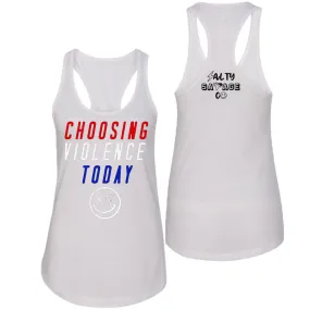 Salty Savage Ladies "CHOOSING VIOLENCE" Racerback Tank | USA Edition | White/Red/Blue