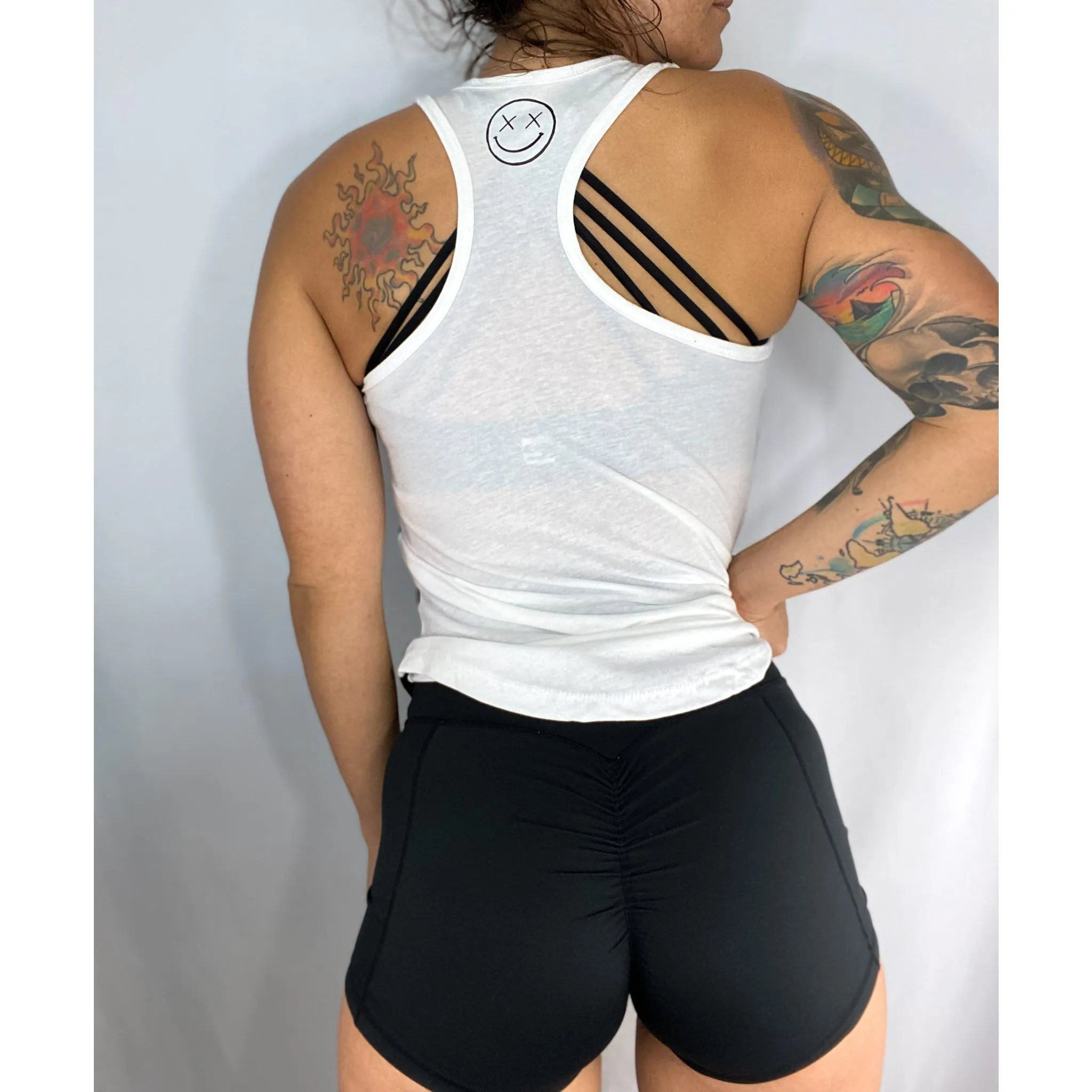 Salty Savage Ladies "FIT" Two Tone Racerback Tank | Black/White