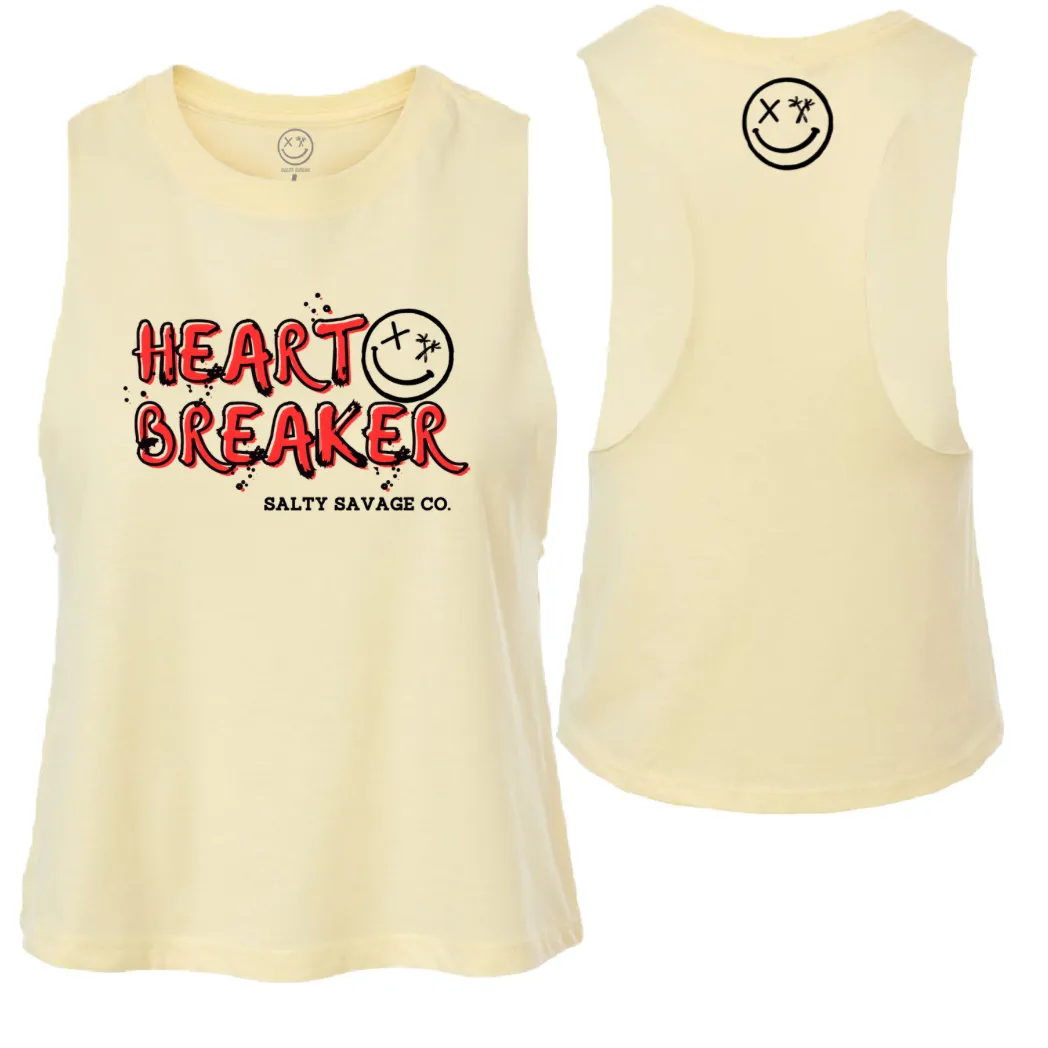 Salty Savage Ladies "HEART BREAKER" Flowy Racerback Crop Tank