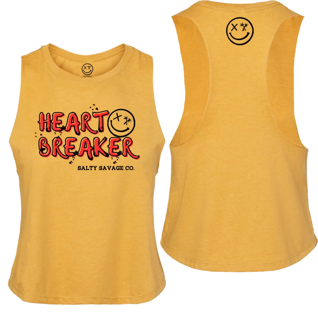 Salty Savage Ladies "HEART BREAKER" Flowy Racerback Crop Tank